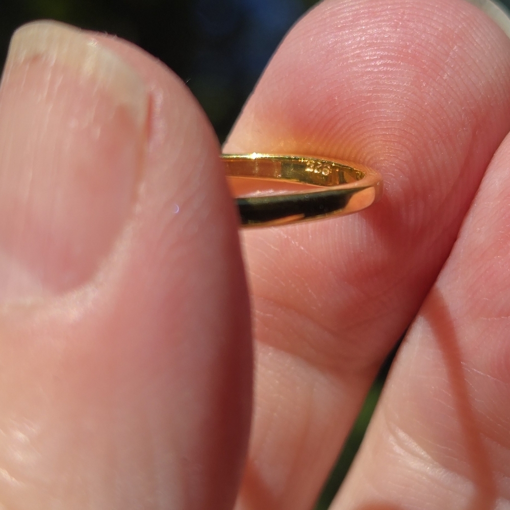 Blue Topaz 3.5k Sterling Gold & Pearl Ring Sz6.5 - Picture 9 of 9